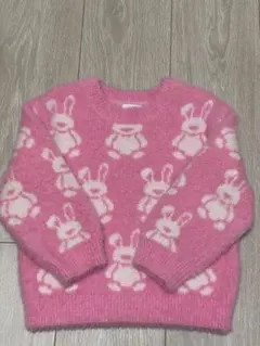 ZARA KIDS ウサギ柄 シャギーニット セーター ピンク
