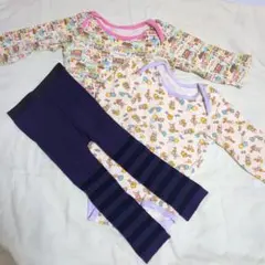 ベビー 長袖肌着 2枚とレギンス 3点セットまとめ売り