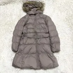 ユニクロ　UNIQLO ダウンコート　ロングダウン　グレージュ　ファー　大きい