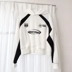 NICE CLAUP ナイスクラップ 配色スポーツパーカー 白黒 フリーサイズ