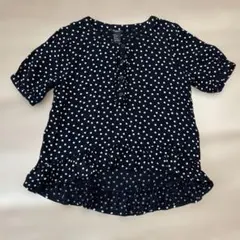 Forever 21 黒ドット柄 フリル半袖ブラウスL