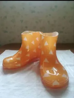 日本製子ども向け和柄レインブーツ(イエロー/鱗文様)16㎝・特価