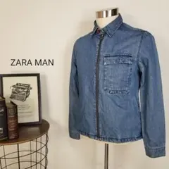 高感度ZARAユーズド加工カバーオールデニムワークジャケット海外メンズS青系