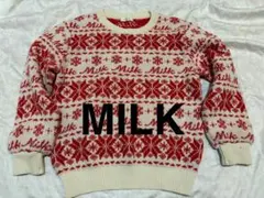 訳あり90年代レアレア原宿MILK 雪の結晶柄 ノルデックセーター 赤/クリーム