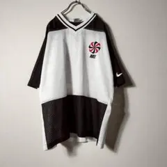 90s白タグ ナイキ ゲームシャツ Vネック メッシュ 風車ロゴ スウッシュ半袖