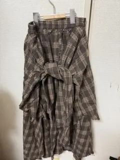 jeanasisブラウンチェックロングスカート