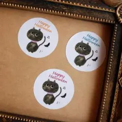 (送料込)黒猫のハロウィンシール♪