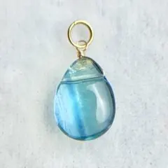 14kgf ブルー フローライト チャーム ネックレス ペンダント トップ