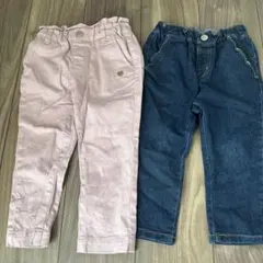 100cm ピンク・ダークブルー 長ズボン 2点セット