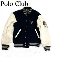 90s Polo Club ポロクラブ 牛革 レザー 両面 刺繍 スタジャン