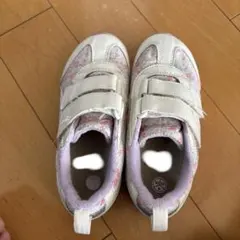 アシックス花柄スニーカー19cm ホワイト/ピンク