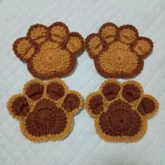 肉球モチーフ4枚(ベージュ×茶色)