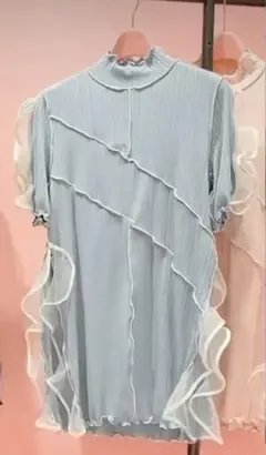 リブフリルTシャツ ブルーのサムネイル