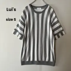 Lui's ストライプ Tシャツ オーバーサイズ グレー ホワイト S