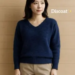 極美品✨Discoat シャギーニット セーター ネイビー Fサイズ ふわふわ