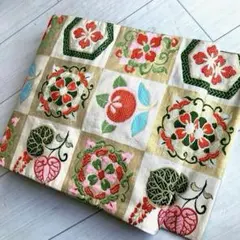 アンティーク名古屋帯　全通柄　上質　織り出し花模様　格子柄　正絹　N7-30