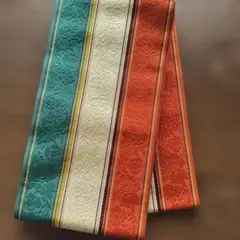 花柄半幅帯 青白赤オレンジ