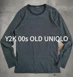 Y2K 00s OLD UNIQLOボーダー長袖カットソー Sブラック・グレー