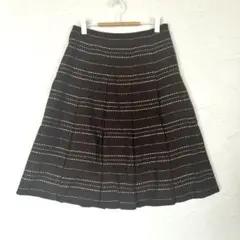 アリスバーリー ひざ丈スカート S ブラウン ウール混 上品 通勤 オフィス