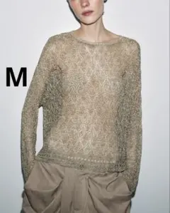 ZARA ザラ　メタリックスレッドポイントニットセーター　新品、未使用