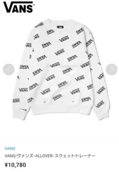 VANS ALL OVER 総ロゴスウェットトレーナー L ホワイト バンズ