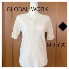 GLOBALWORK トップス　Ｖネック　シャツ　Ｍサイズ　白