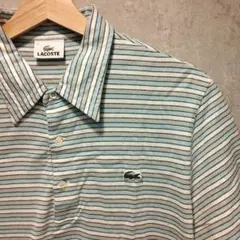 【日本製 好配色】00s LACOSTE 半袖 ボーダー ポロシャツLサイズ