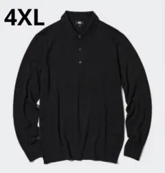 希少 4XL ユニクロ　エクストラファインメリノニットポロシャツ　黒