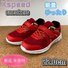 スニーカー 子供靴 キッズ 男の子 スクール 22cm ボーイズ レッド