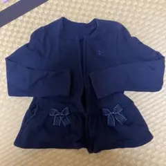 ネイビー リボン付き ジップアップジャケット