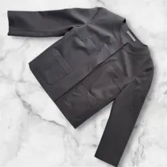 美品　theory luxe ノーカラージャケット ダークグレー 38