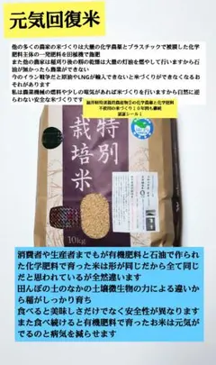 稲は生き物で工業生産でない！ 7年産コシヒカリ 玄米10kg 特別栽培① 