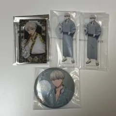 梶蓮　玉座アクリルトレカ・一番くじ　アクスタ，缶バッジ　4点セット