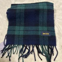 James Stride ネイビーグリーンチェックマフラー