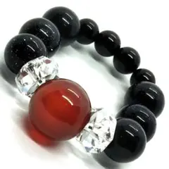 天然石リング☆瑪瑙　ブルーゴールドストーン　ブラックオニキス　クリスタル