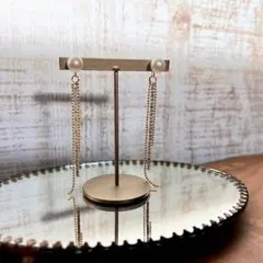 真珠 ピアス チェーンピアス ラインストーン