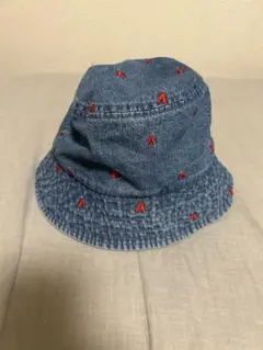 ZARA デニム バケットハット 赤い刺繍入り