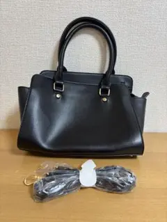 黒 合成皮革 ハンドバッグ 中型