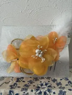 和装髪飾り　オレンジ・黄色系