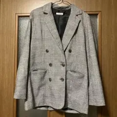 チェック柄 ダブルボタン テーラードジャケット　Lサイズ