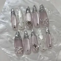 ネイルチップ ワンホン キラキラ マグネット 蝶々 キルティング