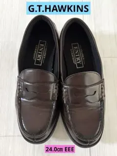 【G.T.HAWKINS】ローファー ブラウン 24cm EEE 通学 幅広のサムネイル
