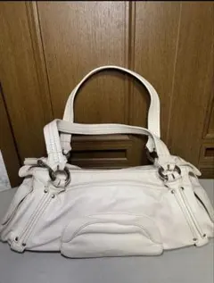 CELINE ホワイト レザー ハンドバッグ