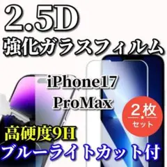 ☆ブルーライトカット付☆17ProMax 2.5D強化ガラスフィルム2枚