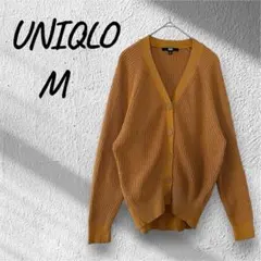ユニクロ コットンカシミヤリブリラックスVネックカーディガン マスタード M