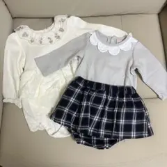 ロンパース ブルマパンツ かぼちゃパンツ フリル刺繍ロンパース 3点セット