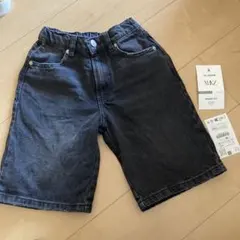 新品未使用‼️ZARAキッズ　ブラックデニムハーフパンツ　黒短パン
