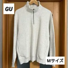 GU ハーフジップ ヘビーウェイト スウェット トレーナー ライトグレー M