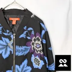 JOE FRESH　ジッパーブルゾン　フラワー　ボダニカル　短丈　ブラックブルー