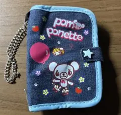 ポンポネット　pom ponette　デニム風　ミニ財布 ポーチ　チェーン付き